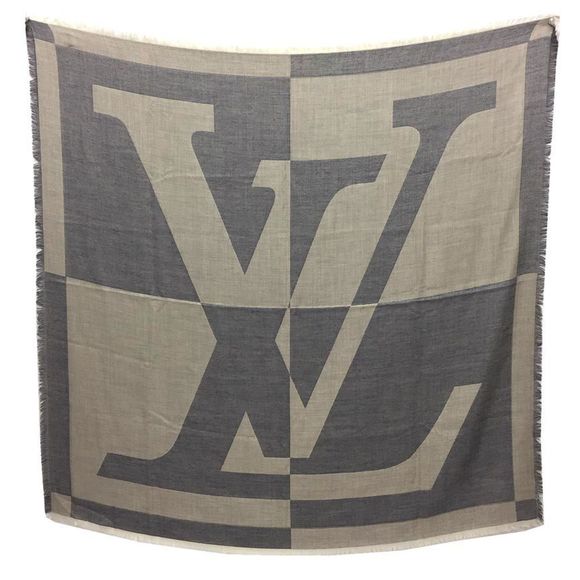 Louis Vuitton Other - LOUIS VUITTON stole shawl cashmere wool silk light gray x navy men's women's